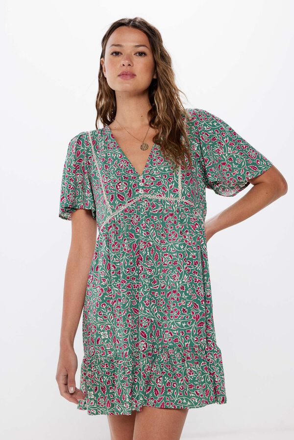 Springfield Vestido corto estampado laces insertados estampado