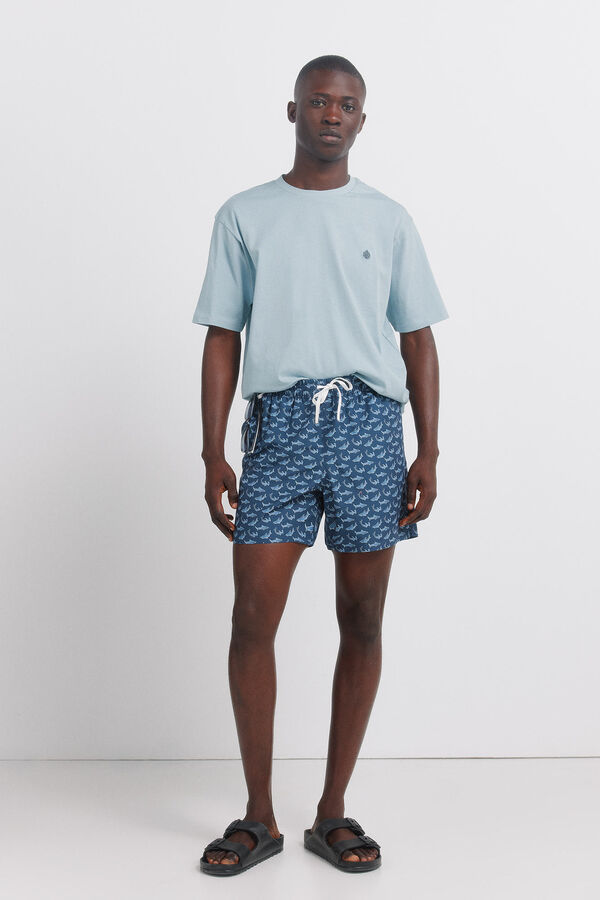 Springfield Traje de ba&ntilde;o estampado de tiburones azulado