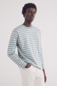 Springfield Playera manga larga raya tejida azul