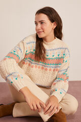 Springfield Suéter Cable Knit Jacquard blanco