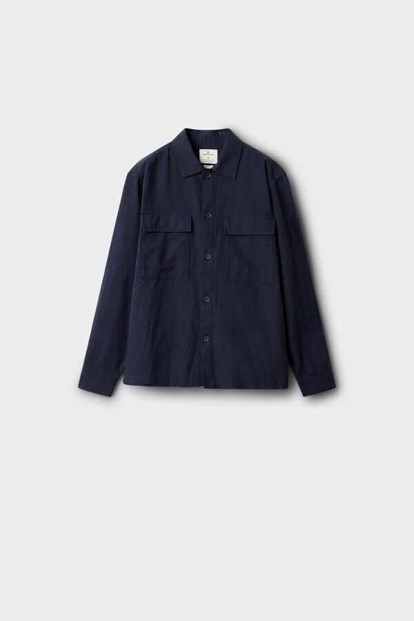 Springfield Sobrecamisa de lino azul
