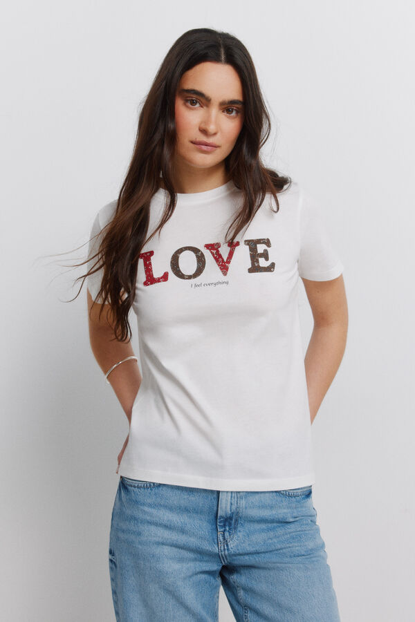 Springfield Playera de algod&oacute;n con estampado blanco
