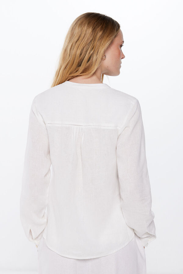 Springfield Blusa fluida lace insertado marrón