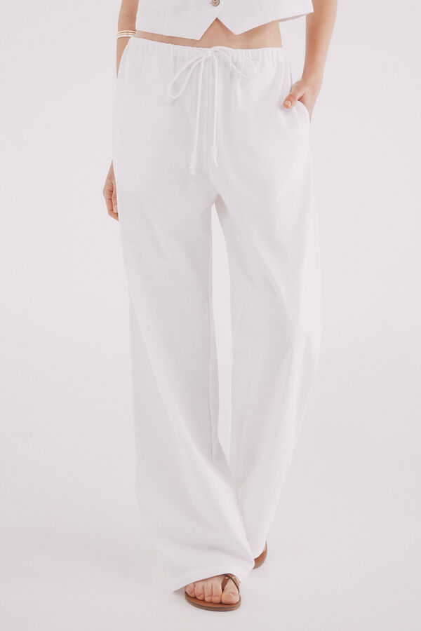 Springfield Pantalón lino ancho natural