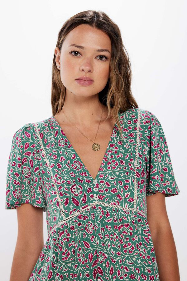 Springfield Vestido corto estampado laces insertados estampado
