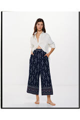 Springfield Pantalón fluido estampado azulado