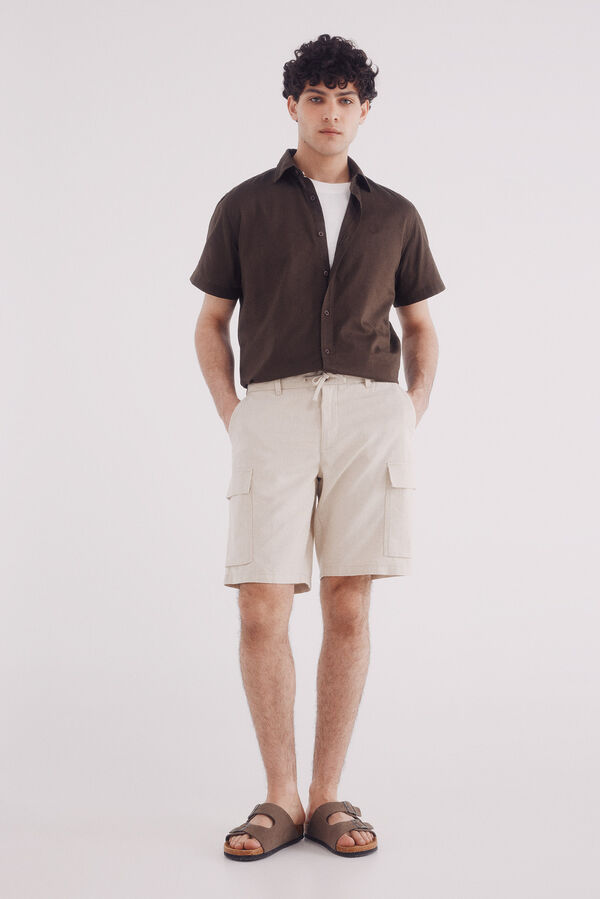 Springfield Bermudas lino cargo comfort fit blanco
