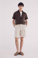 Springfield Bermudas lino cargo comfort fit blanco