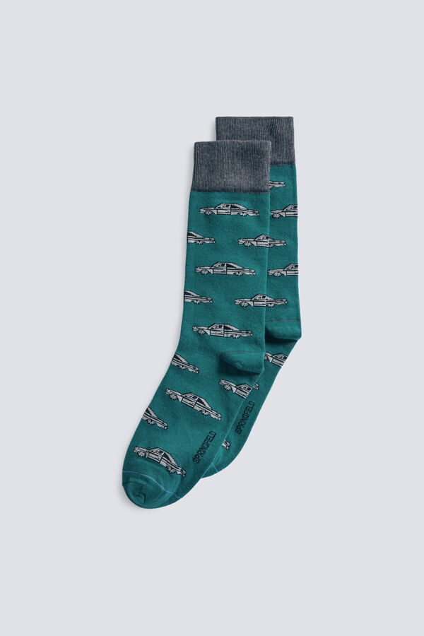 Springfield Calcetín algodón coche retro verde