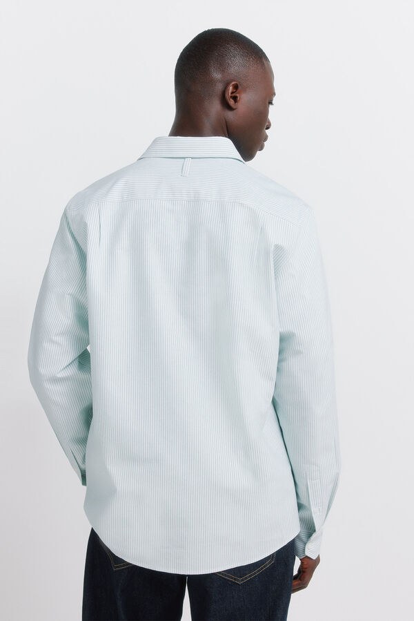 Springfield Camisa oxford a rayas sin arrugas verde