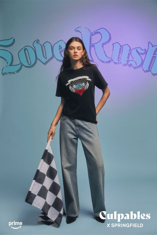 Springfield Playera "You´ll never catch me" negro