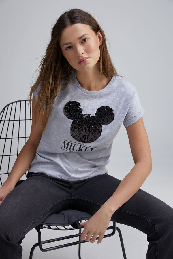 Springfield Playera "Mickey" lentejuelas gris