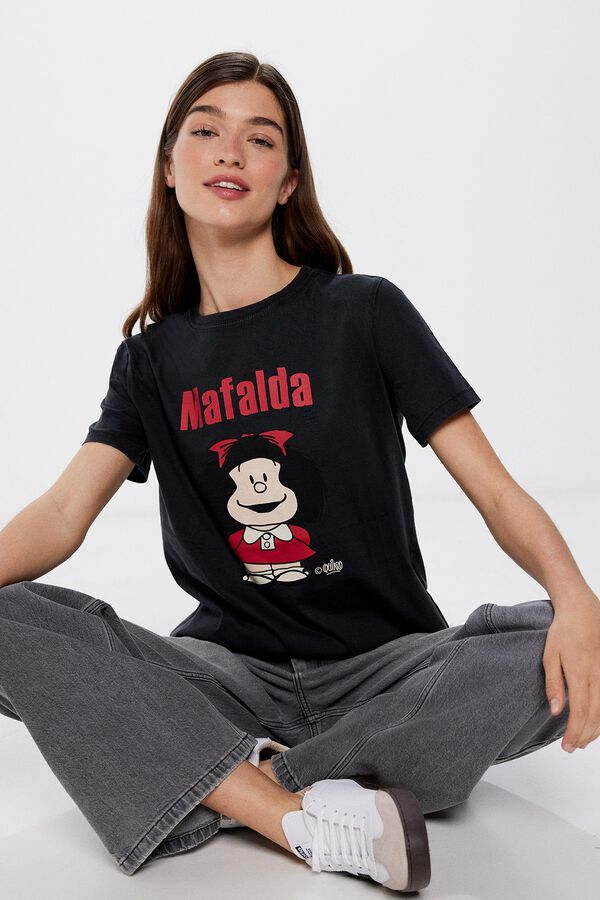 Springfield Playera Mafalda Acid Wash amarillo