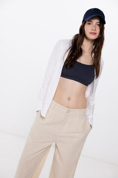 Springfield Pantalón chino lino beige
