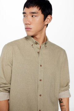 Springfield Camisa lino estampada kaki