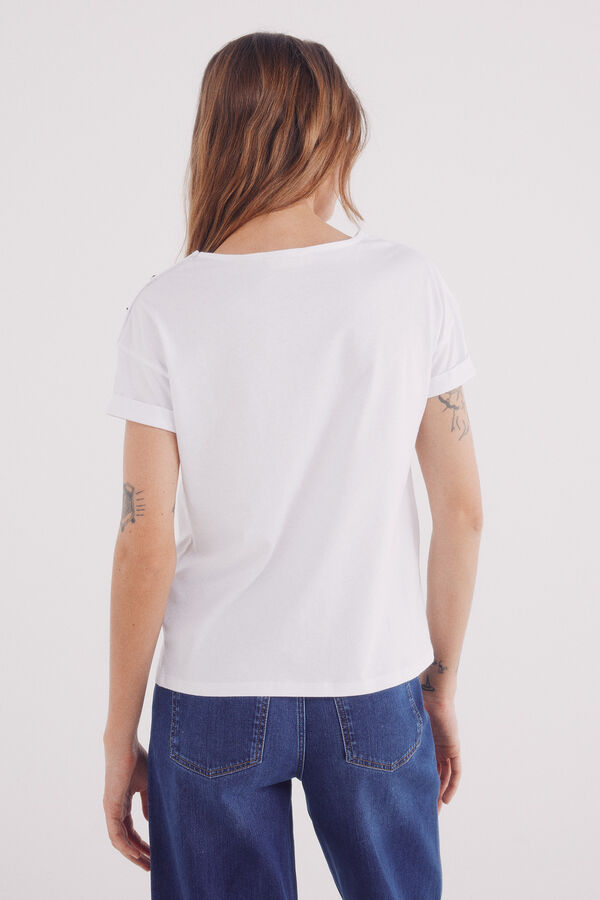 Springfield Playera lisa manga vuelta botones hombro natural