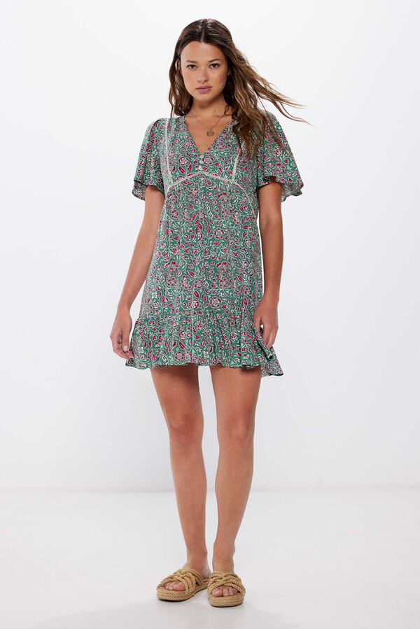 Springfield Vestido corto estampado laces insertados estampado