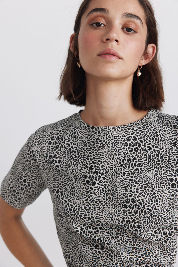 Springfield Playera de animal print beige