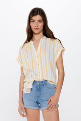 Springfield Blusa básica cuello mao algodón amarillo