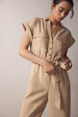 Springfield Jumpsuit camisero lino café