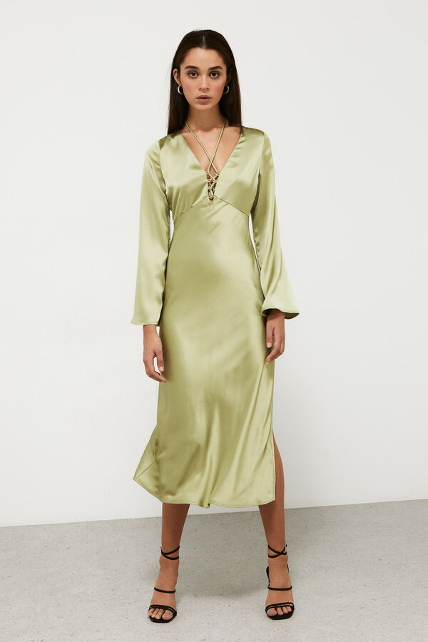 Springfield Vestido Midi Satinado verde