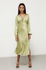 Springfield Vestido Midi Satinado verde