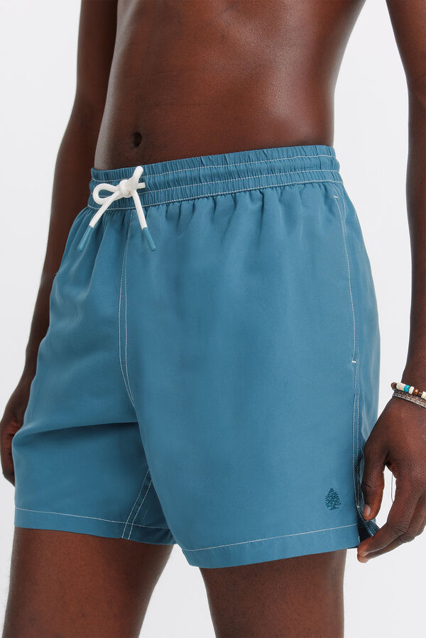 Springfield Traje de ba&ntilde;o liso con contrastes azul