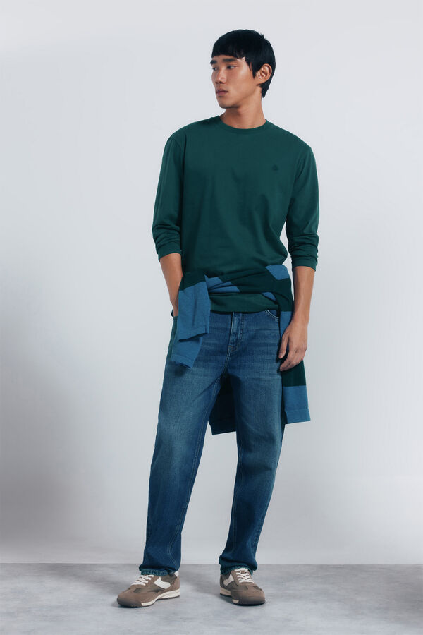 Springfield Playera básica de manga larga con acabado suave. verde