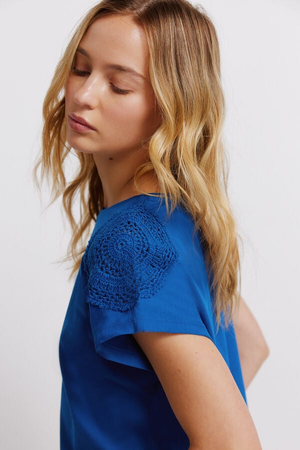 Springfield Playera de crochet con hombros azul