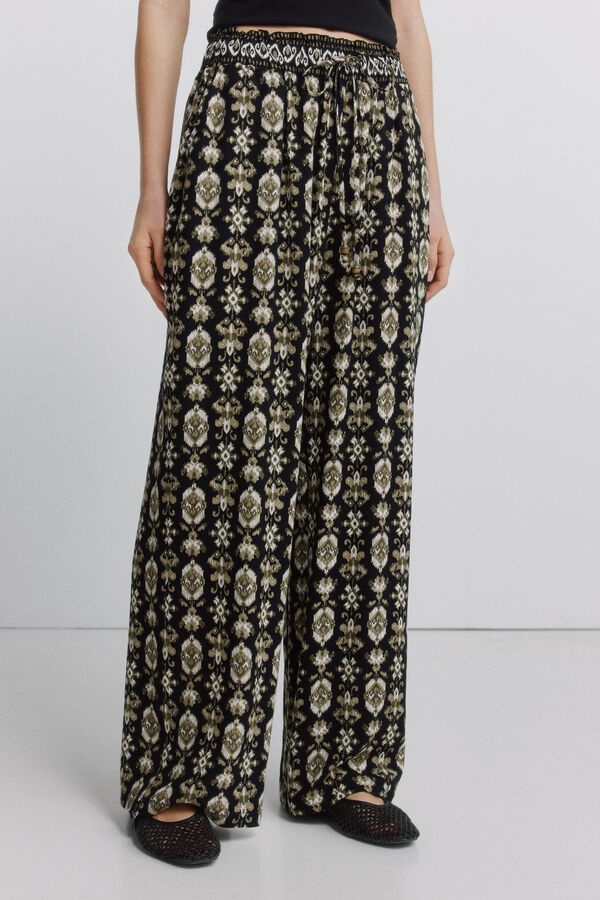 Springfield Pantal&oacute;n estampado r&uacute;stico con cord&oacute;n negro