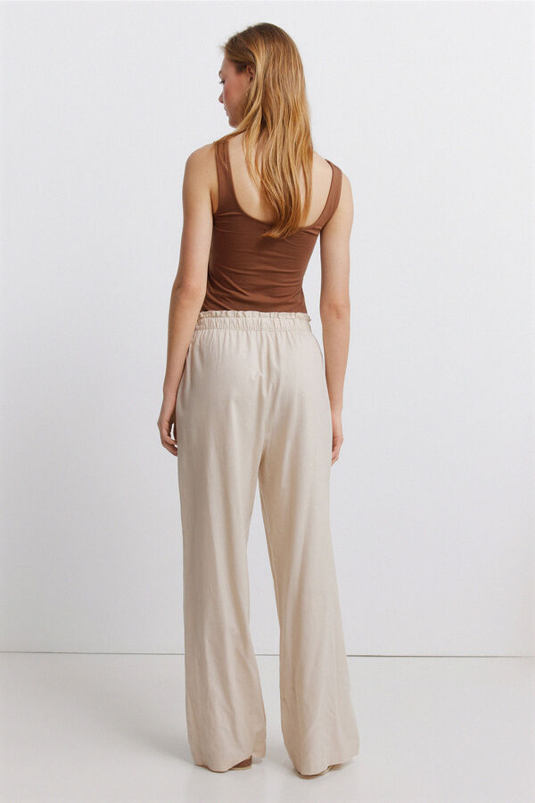 Springfield Pantal&oacute;n largo de lino beige