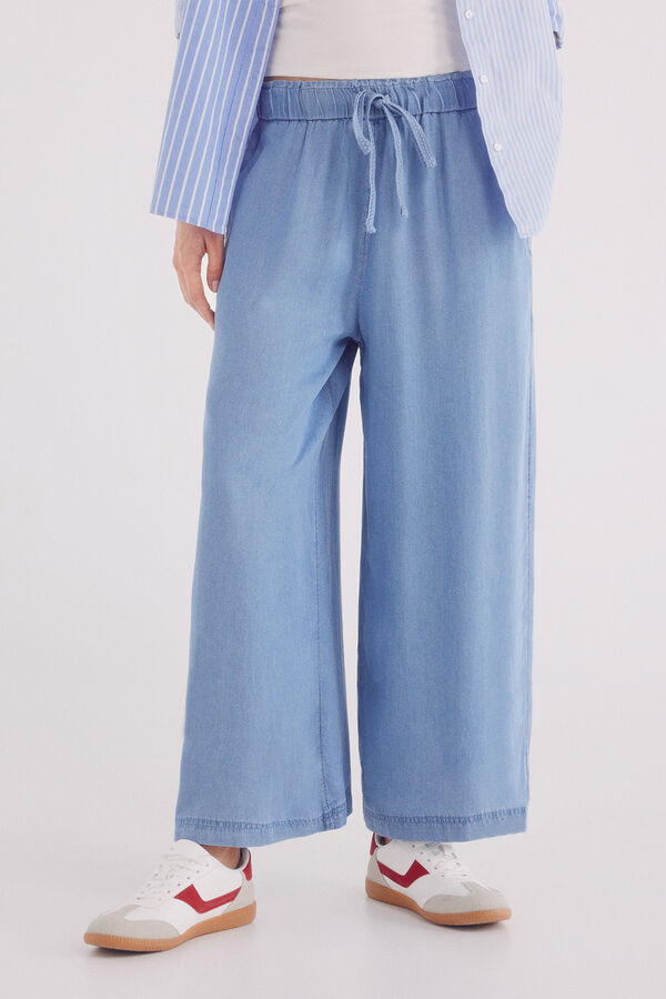 Springfield Pantalón culotte tencel azul