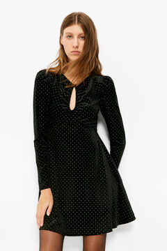 Springfield Vestido Corto Velvet Fantasía negro