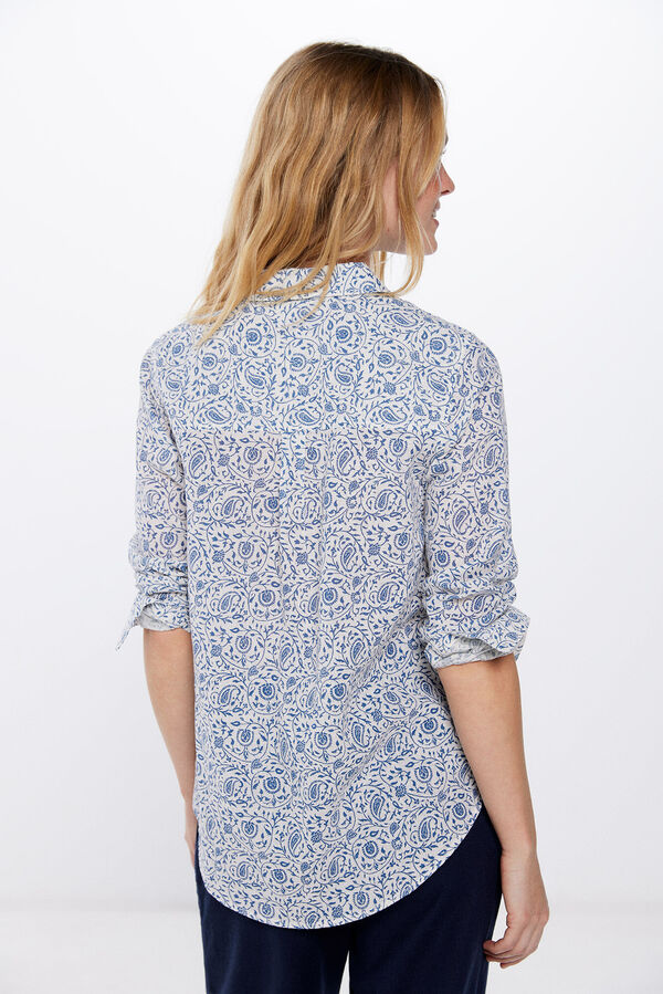 Springfield Blusa básica algodón lino navy