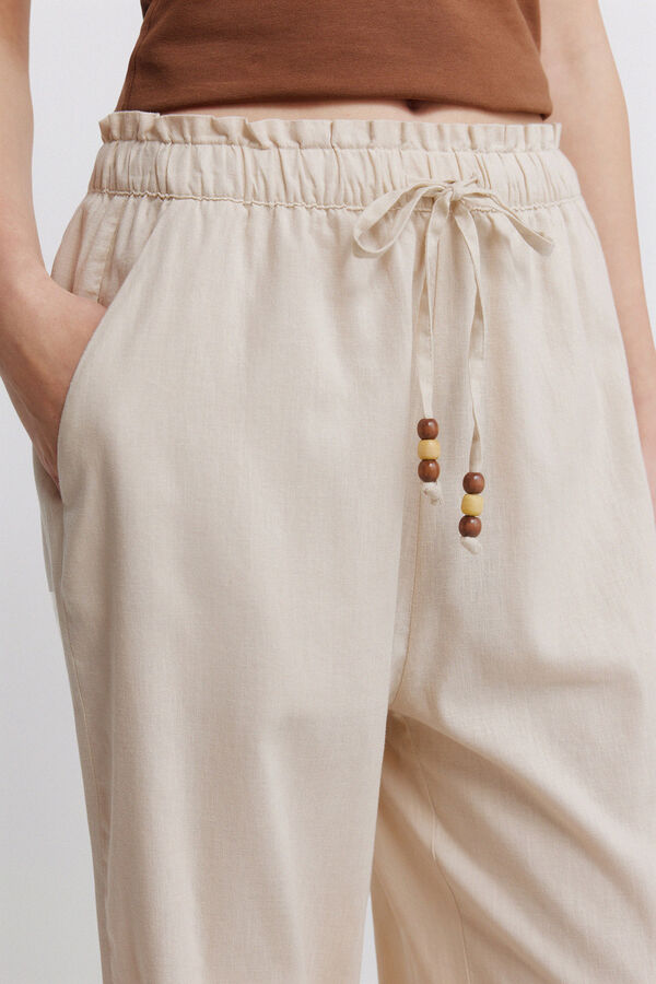 Springfield Pantal&oacute;n largo de lino beige