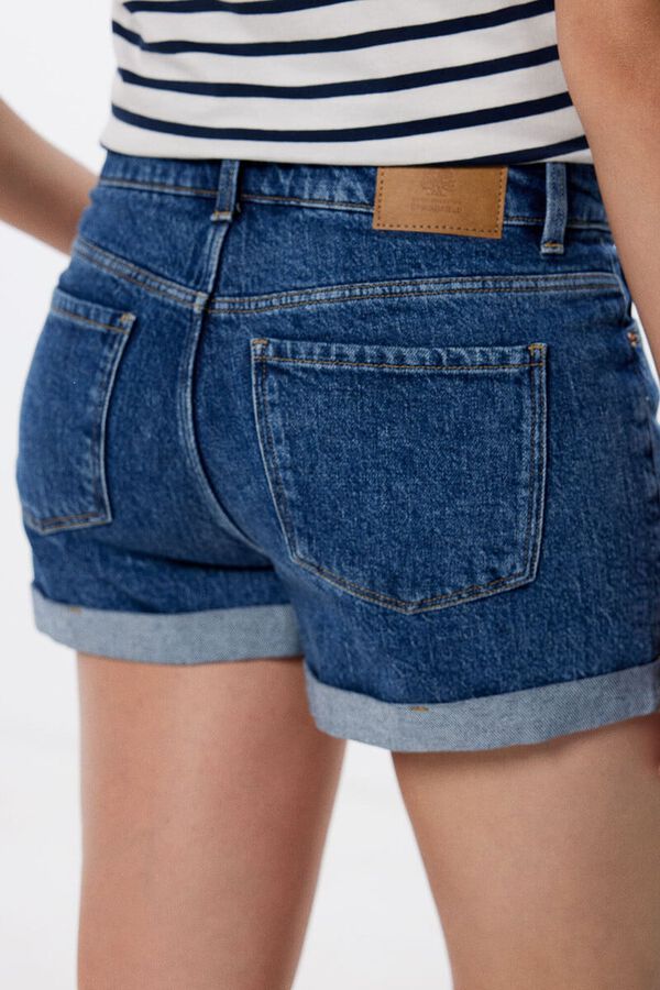 Springfield Short denim mom azul medio