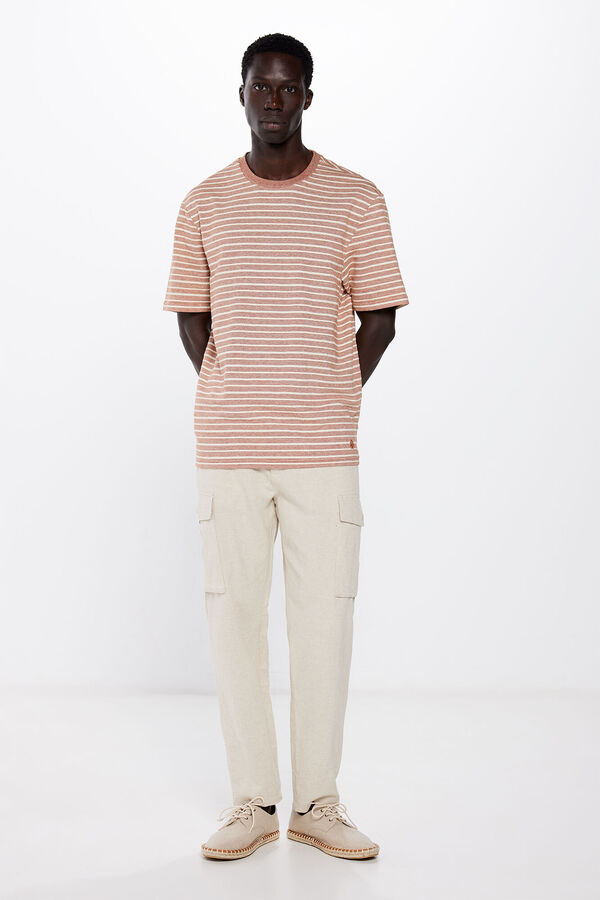 Springfield Polera raya estructura nude