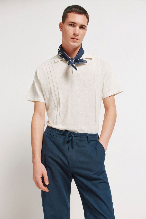 Springfield Pantal&oacute;n chino comfort fit de lino azul