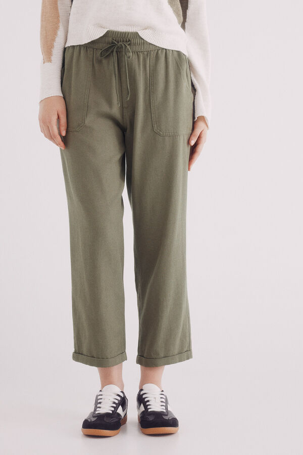 Springfield Pantalón jogger lyocell algodón kaki
