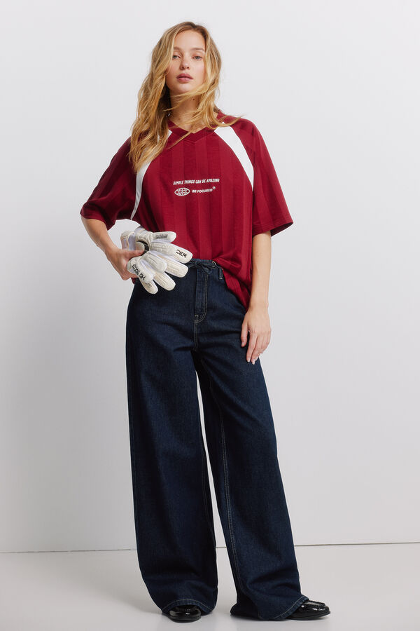 Springfield Playera de f&uacute;tbol de piezas rojo