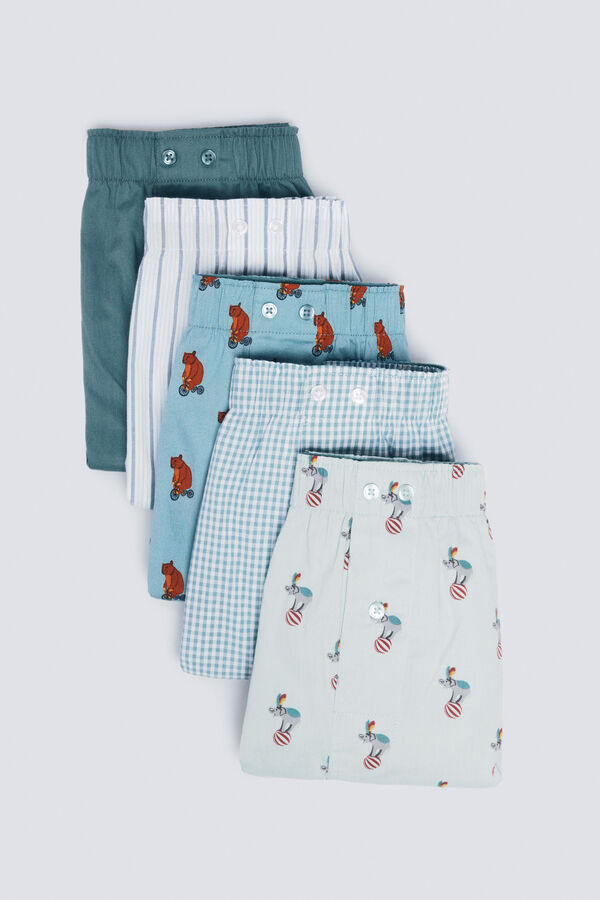 Springfield Pack de 5 calzones popelín estampados azul