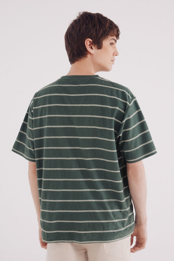 Springfield Playera algodón slub rayas verde