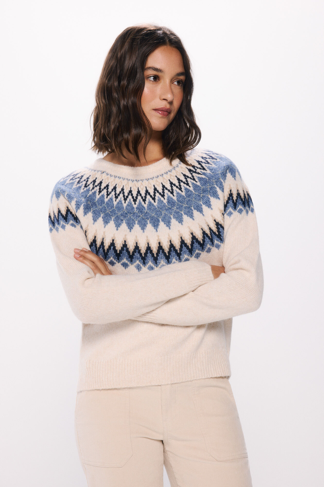 Springfield Su&eacute;ter cenefas jacquard azules