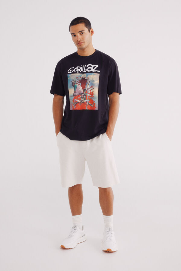Springfield Playera Gorillaz Plastic Beach negro