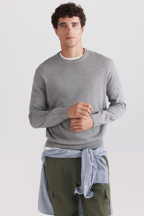 Springfield Su&eacute;ter b&aacute;sico cuello redondo gris