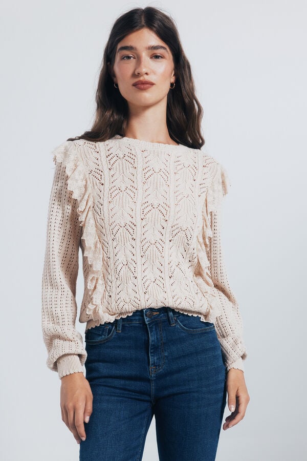 Springfield Suéter romántico pointelle beige