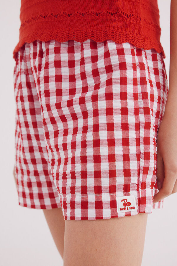 Springfield Shorts cuadros vichy rojo