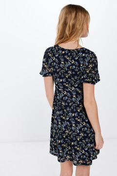 Springfield Vestido corto mangas frunces marino