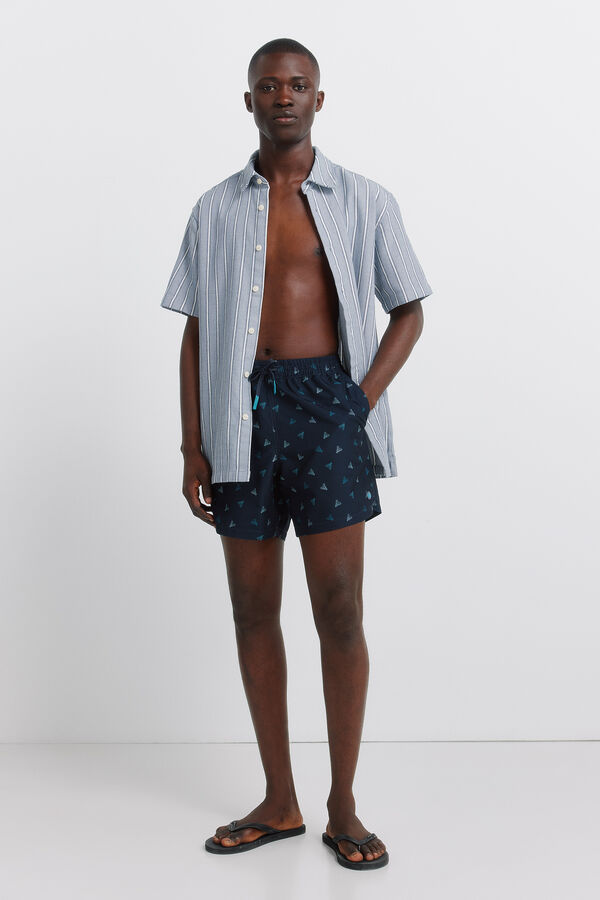 Springfield Traje de ba&ntilde;o estampado de langostas azul