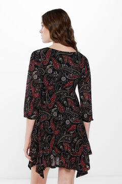 Springfield Vestido estampado corto picos negro